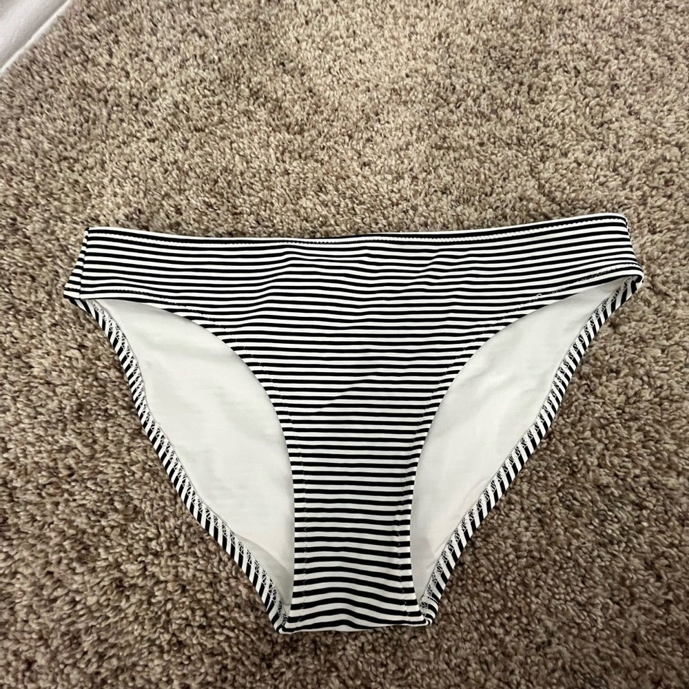 Black and White Striped Bikini Bottoms